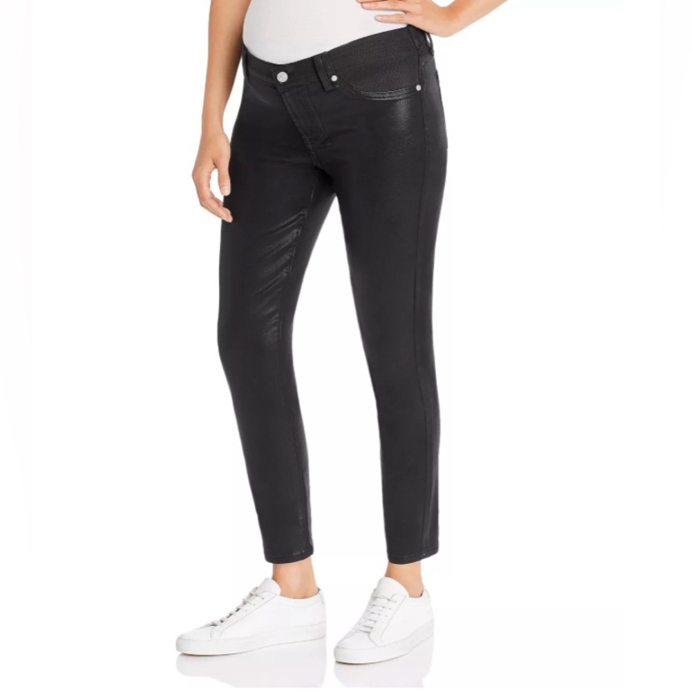 7 For All Mankind B(air) Maternity Ankle Skinny Jeans Black Shimmer NWT